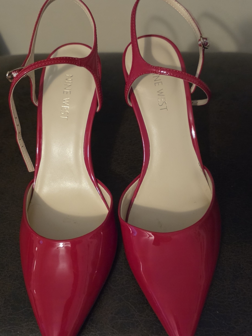 Nine West Women's Red Patent Pointed-Toe Ankle-Strap Pumps